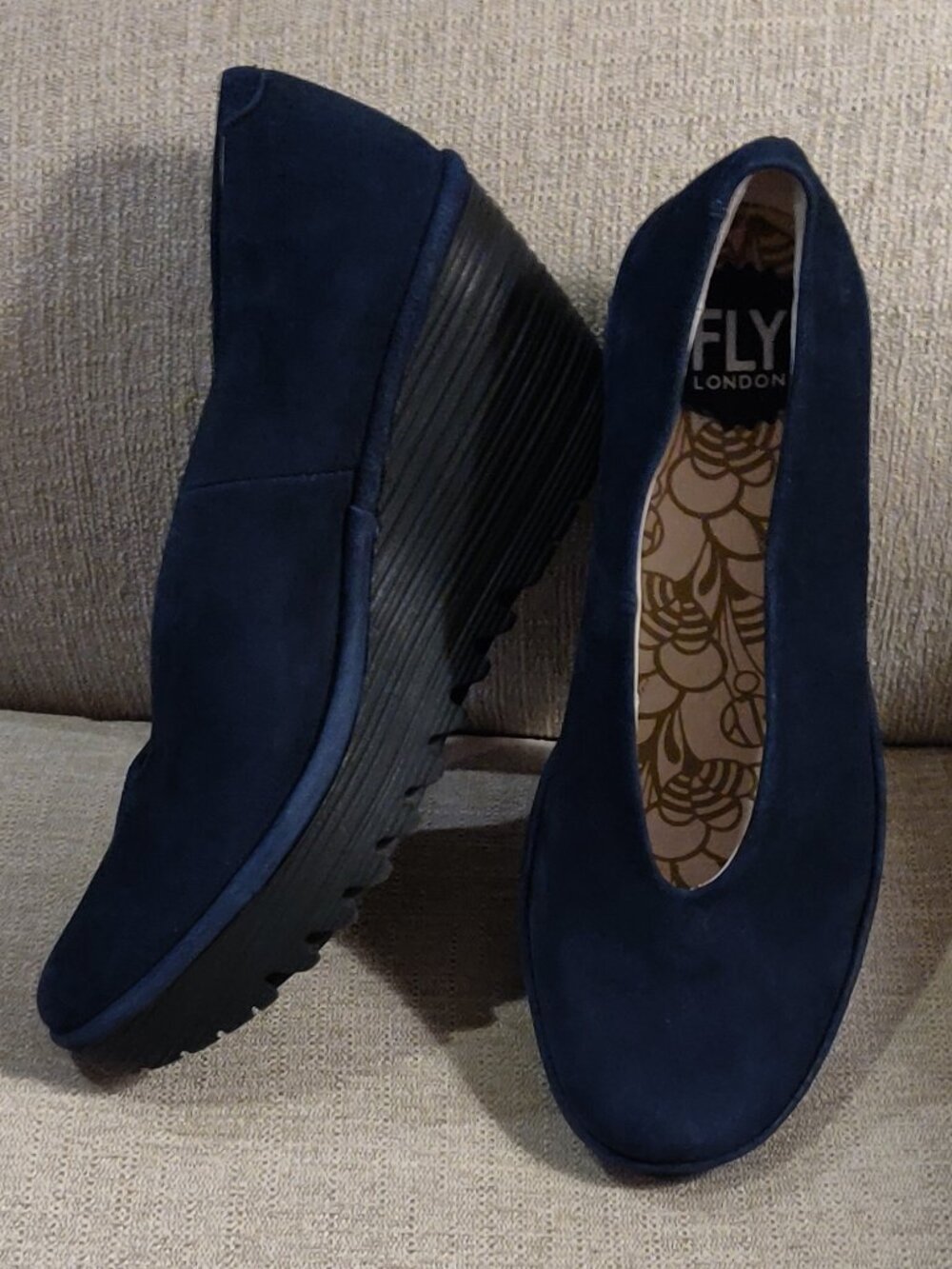 Fly London Yaz Blue Suede Leather Shoes Women's US 7